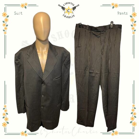 Bespoke The King's Image Mens Sz 52 Pinstripe Suit & Pants by James Williams Jr. - Picture 1 of 11